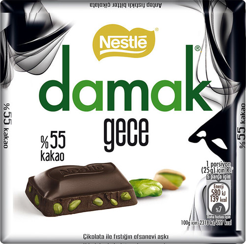 DAMAK - Chocolate Pistachios Gece Bitter (hořká 55%) 63g