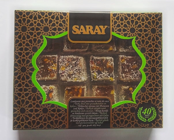 Turkish Delight - SARAY - LUX Pistachios and Coconut Lokum 300g