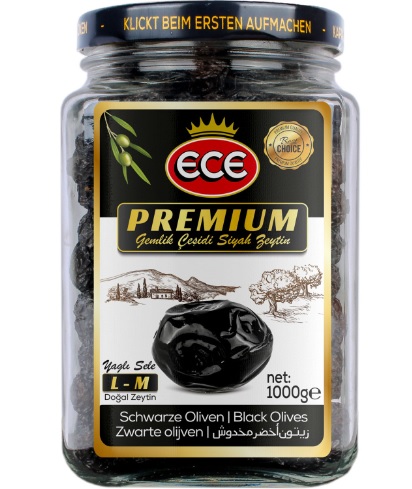 ECE - PREMIUM Gemlik Cesidi Siyah Zeytin - turecké olivy 1kg